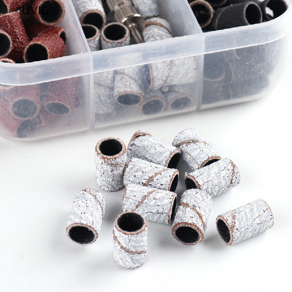 [[UVIG]] 60-75Pcs/Box Sanding Cap Bands  180/120/80 Grit Nail Drill Grinding Bit Files [Hot Sell]
