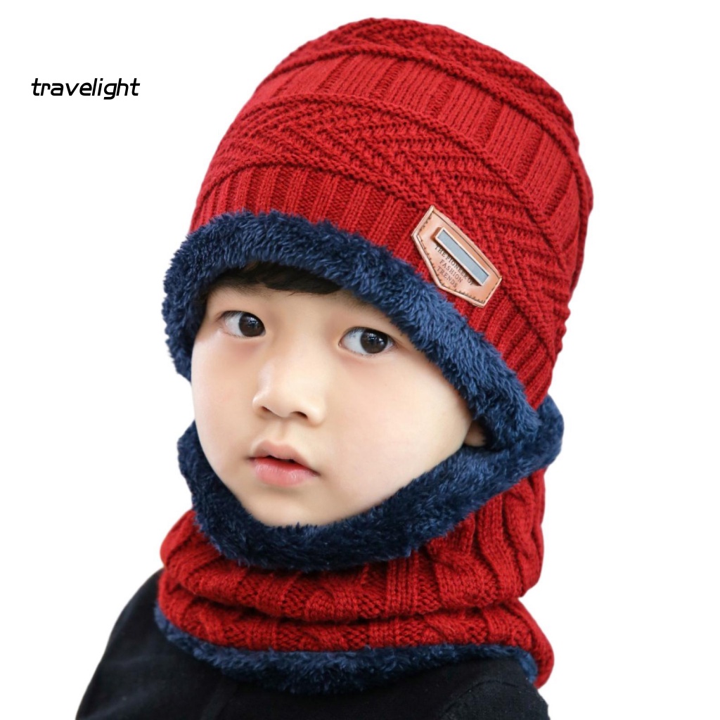 Du Lịch| Set 2 Món Mũ Beanie Kèm Khăn Choàng Cổ Giữ Ấm Mùa Đông Cho Bé