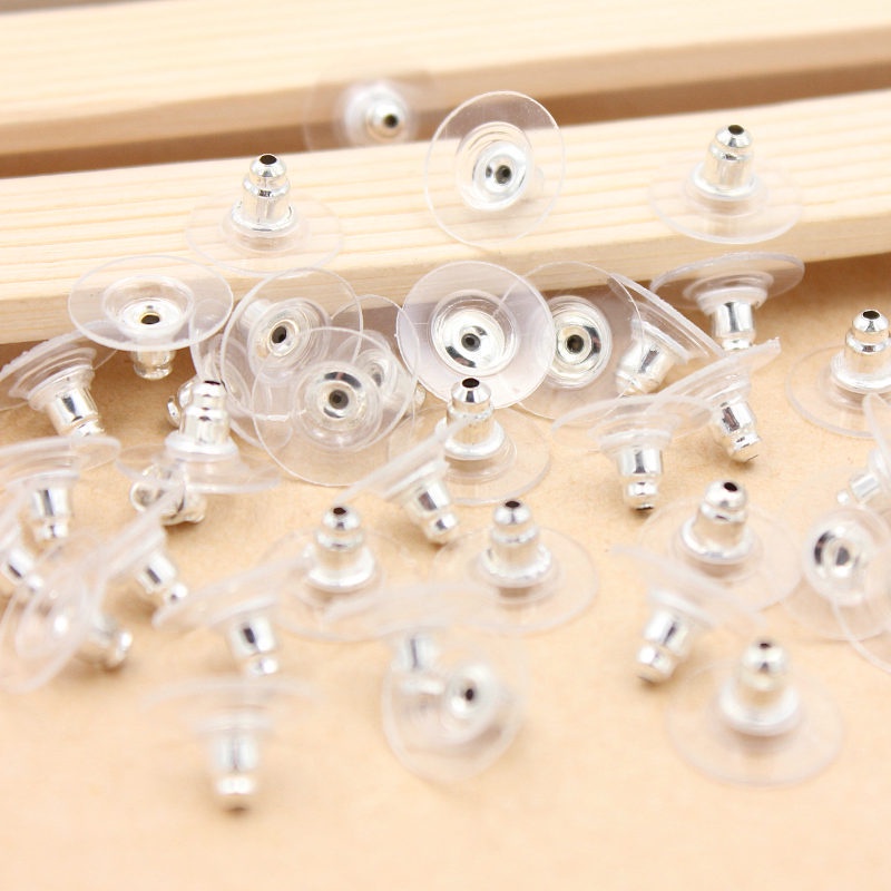 Set 10 chốt chặn bông tai bằng cao su và hợp kim nhôm