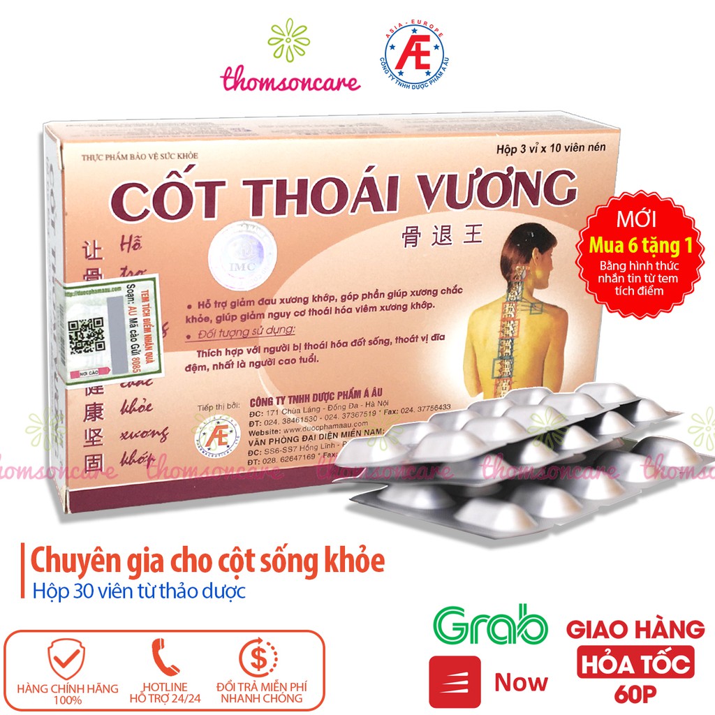 Cốt thoái vương - Mua 6 tặng 1 bằng tem tích điểm - Hỗ trợ xương khớp, giảm thoái hóa, đau vai gáy từ thảo dược