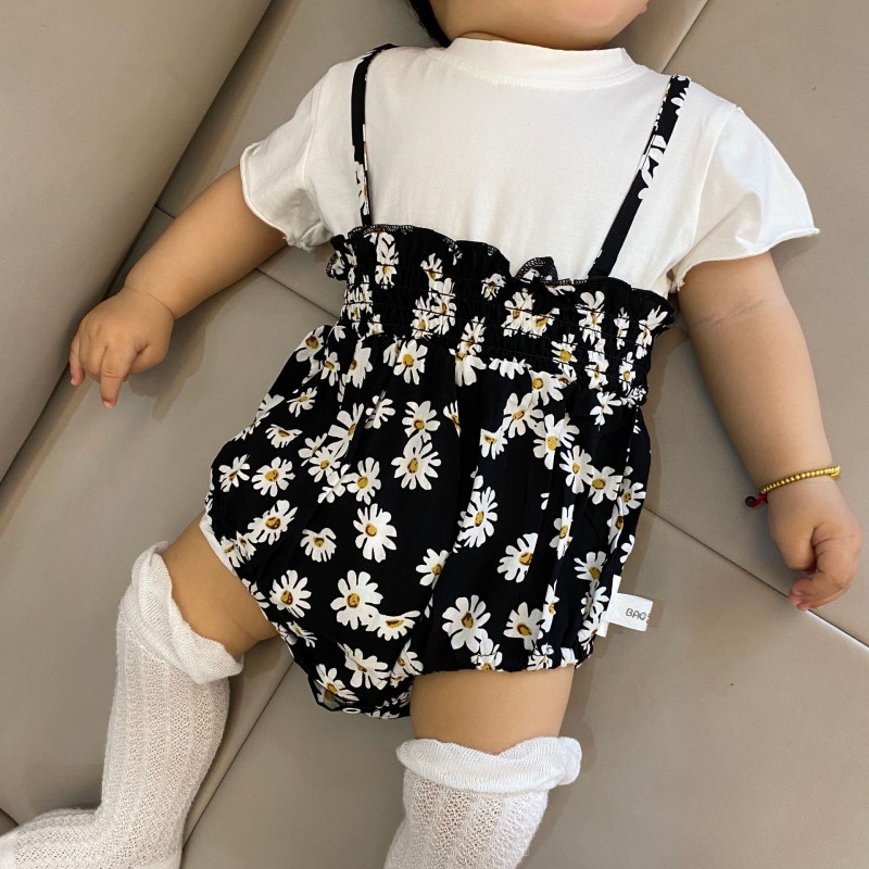 Jumpsuit Ngắn Tay In Họa Tiết Dễ Thương Cho Bé