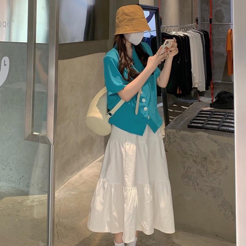 Chân Váy Dài Demin Lưng chun From Xoè Style