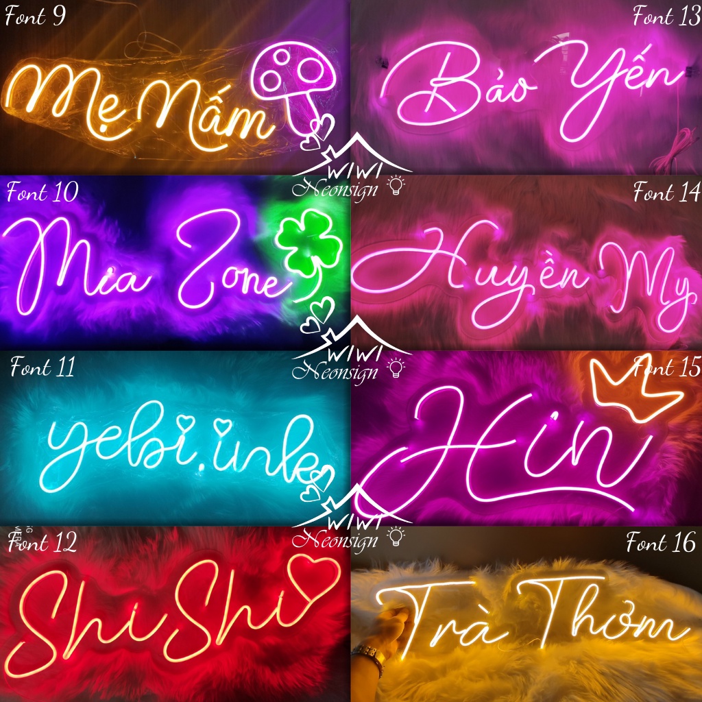 Đèn led neon chữ cái ghép tên theo yêu cầu, chữ led neonsign decor phòng ngủ, góc làm việc