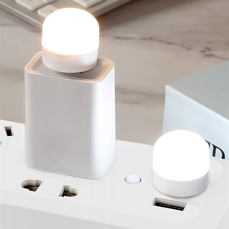 1 Đèn LED Hình Tròn Bảo Vệ Mắt Bằng Nhựa Cổng Sạc USB Đa Năng