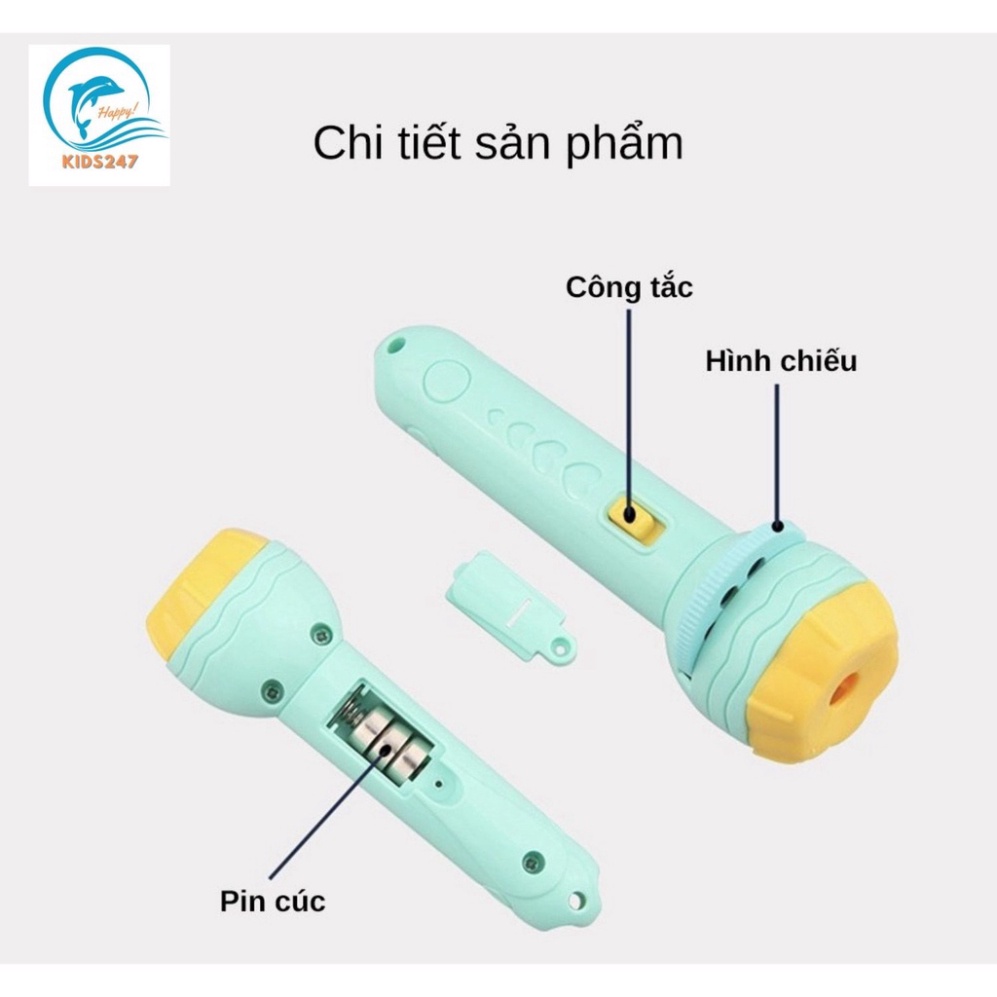 Đèn Pin Chiếu Hình 3D Sắc Nét Cho Bé Với 3 Thẻ Chủ Đề Tương Ứng Với 24 Hình Khác Nhau Thông Minh Cho Trẻ TRITUEVIET