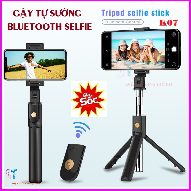 Gậy Tự Sướng K07 Điều Khiển Từ Xa Bluetooth Chân Tripod