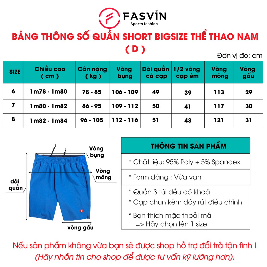 Quần Đùi Nam BIG SIZE  FASVIN Từ 80 Đến 120KG Vải Gió Đẹp Hàng Nhà Máy Dùng Khi Thể Thao Hay Mặc Nhà D22173.HN