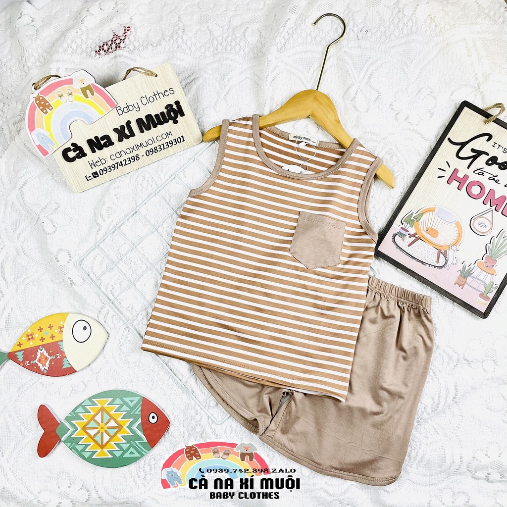 FULLSIZE 17- 33KGBộ Minky Mom Ba Lổ Sọc Cotton Lạnh Cao Cấp Dể Thương Cho Bé Gái Bé Trai, Đủ Màu