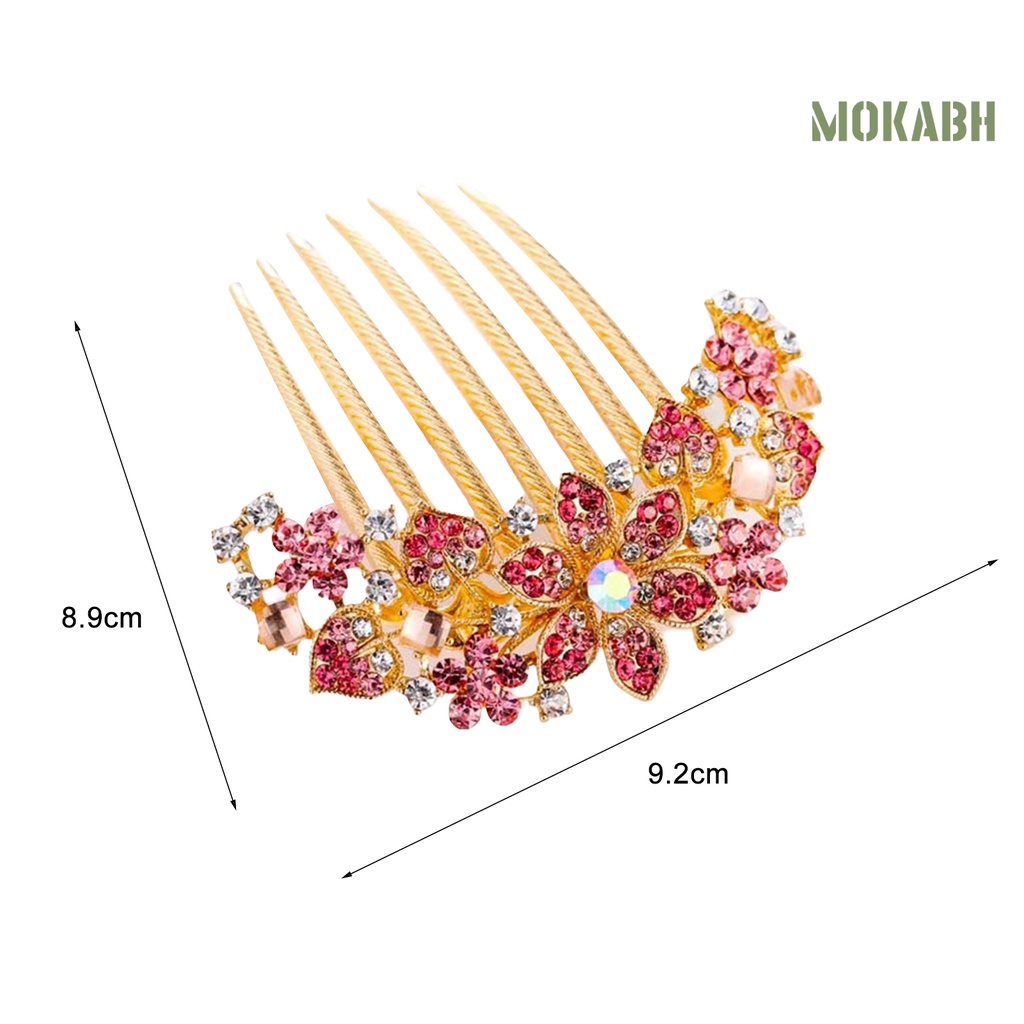 Lược Cài Tóc 7 Răng Đính Đá Nhiều Màu Sắc Chống Trượt Phong Cách Hàn Quốc