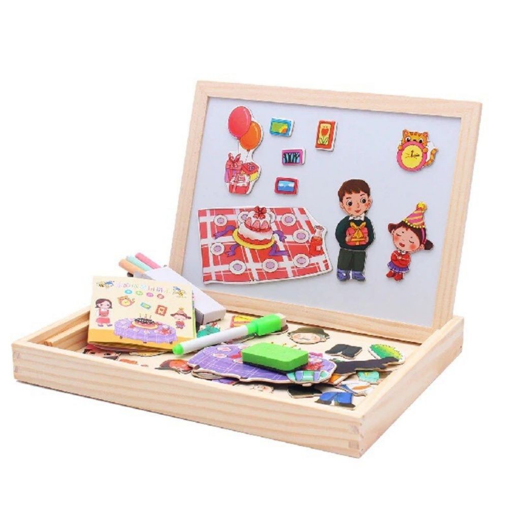 Đồ Chơi Ghép Hình Nam Châm Kèm Viết 2 Mặt Bằng Gỗ lắp Ghép Thông Minh Montessori Cho Bé - Shop Bố Mốc