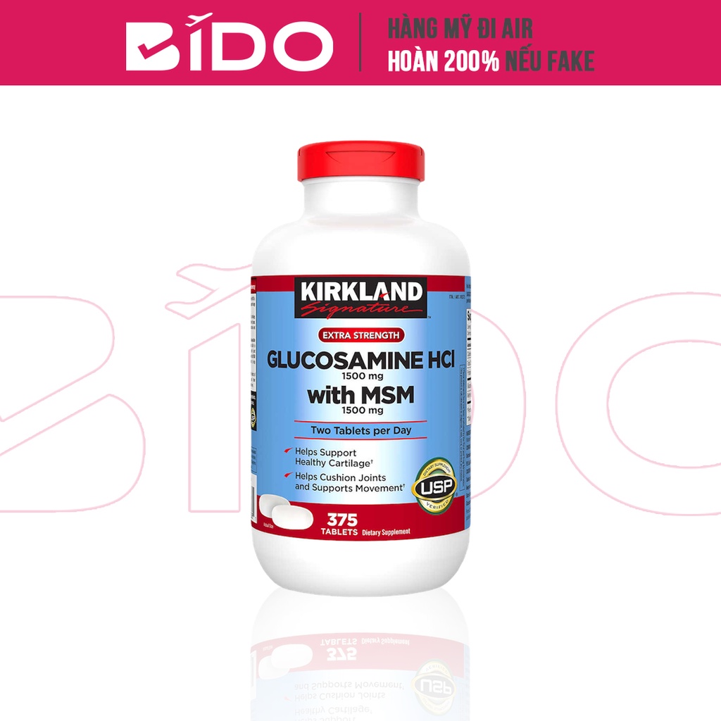 [Hàng USA] Hỗ trợ xương khớp KIRKLAND Glucosamine HCl 1500mg with MSM 1500mg (375 viên) - Thực phẩm chức năng Mỹ