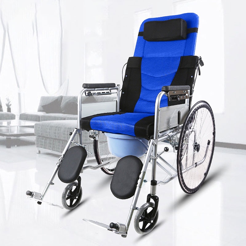 Xe lăn tay đa chức năng, tích hợp đệm, bô, tấm lót, có nhiều nấc ngã lưng, Có thể ngã thành giường - NIKITA