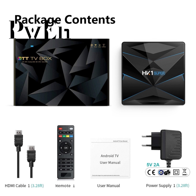 Bộ hộp TV thông minh RK3318 lõi 4 nhân cho Android 9.0 4K có kết nối wifi 2 băng thông 2.4G/5G kèm phụ kiện