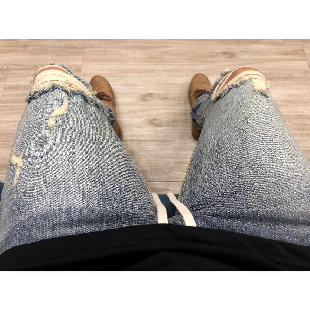 [Hình Chụp tại shop] Quần jean zipper rách gối Foxseventy màu wash bụi dáng ôm skinny | BigBuy360 - bigbuy360.vn