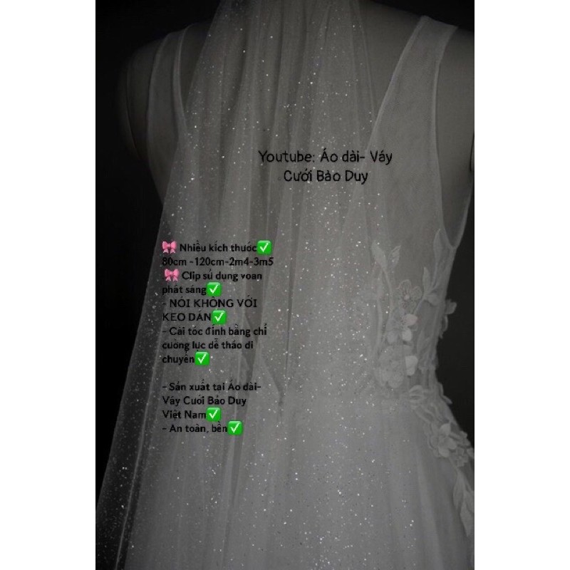 Voan cài tóc nhủ lấp lánh 3m