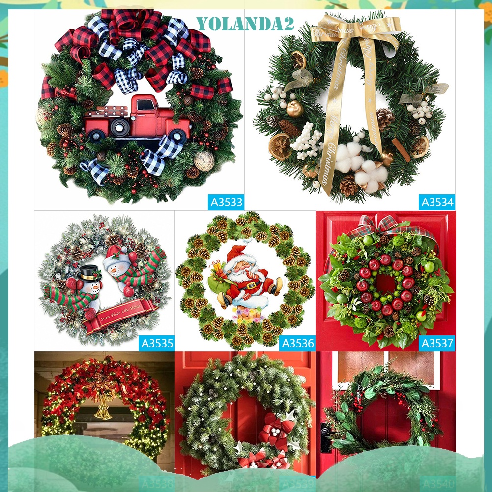 Tranh đính đá kim cương toàn bộ 5D DIY hình vòng hoa giáng sinh