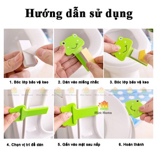 Dụng cụ tay cầm có miếng dán nâng nhấc mở lật nắp bồn cầu toilet thông minh tiện dụng kháng khuẩn cho bé