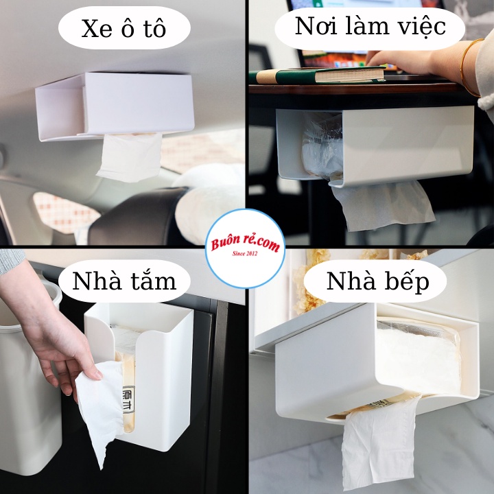 Hộp đựng khăn giấy đa năng- Hộp chữ nhật đựng giấy treo tường Br00784