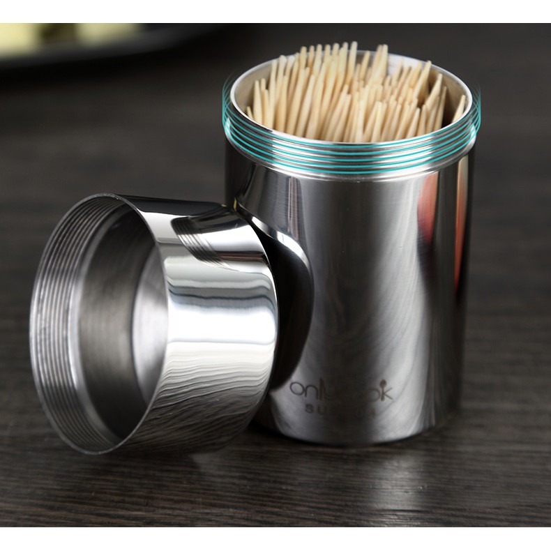 Hủ đựng tăm inox 304 - Onlycook - 4.5x8cm 240g - Phụ kiện phòng ăn ...