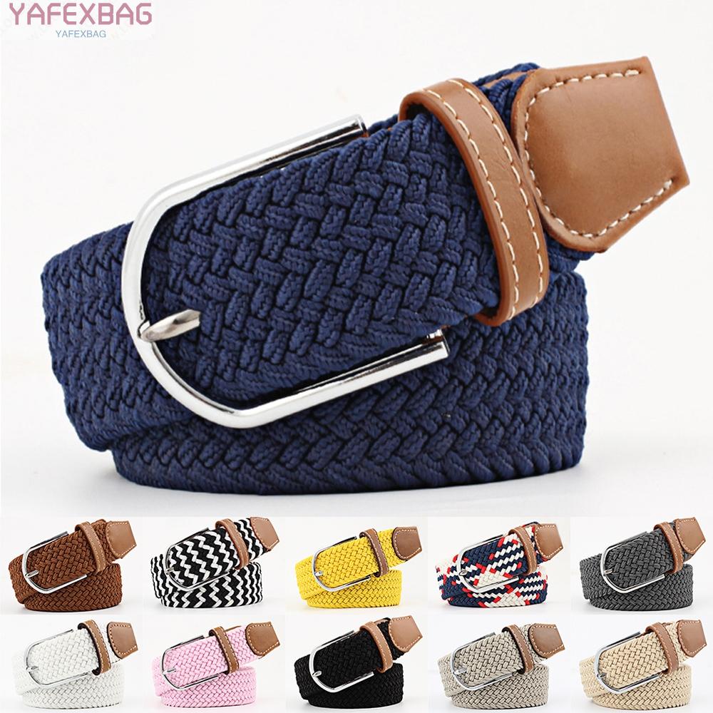 Mens Womens Ladies Elasticated Belts Canvas Stretch Elastic Braided Belt Buckle