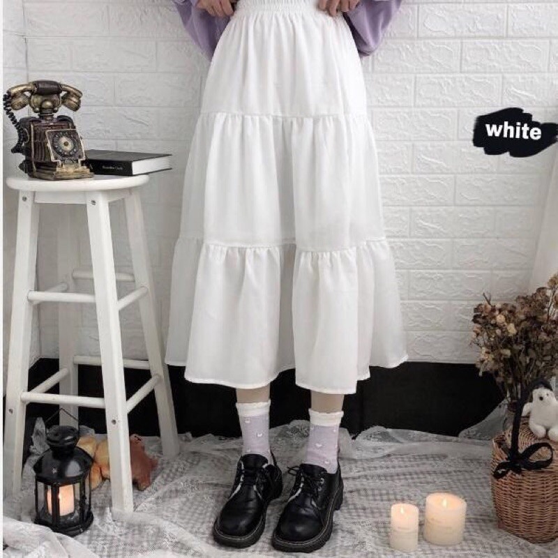 Chân Váy Ulzzang 2 lớp Siêu Xinh, Chân váy Vintage 3 Tầng xoè dáng dài