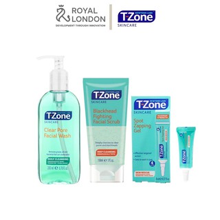 Bộ 3 sản phẩm Gel Rửa Mặt 200ml + Kem Tẩy Da Chết 150ml + Gel Giảm Mụn Tinh Chất Tràm Trà T-Zone 8ml