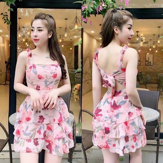 Đầm hoa tầng siêu xinh hai dây
