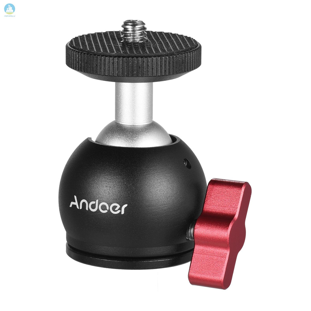 MI   Andoer Aluminum Alloy Mini Ball Head Panoramic Tripod Head 360° Swivel Horizontal Vertical Adjusting Universal 1/4-inch Interface for DSLR SLR Mini Tripod Mounting