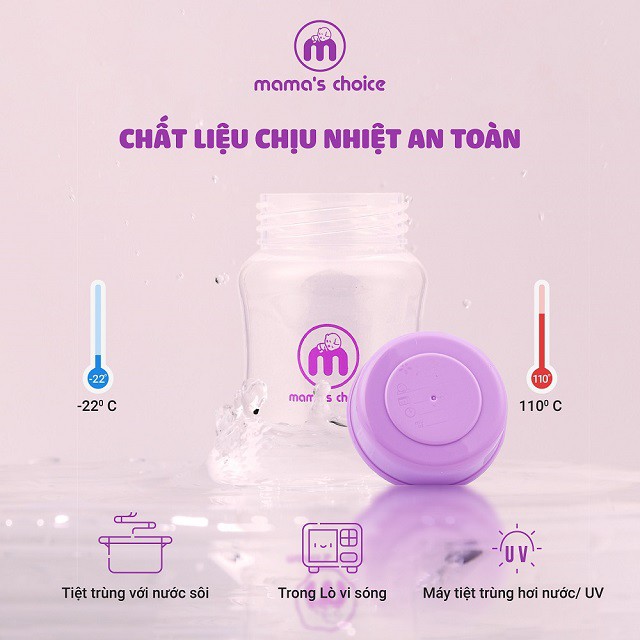 Bình Trữ Sữa/Bình Đựng Sữa cổ rộng Mama's Choice dùng được với máy hút sữa Spectra, Avent, Rozabi