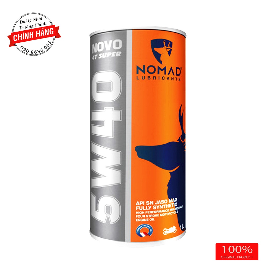 Nhớt Nomad Super 4T 5W40 lon 1L dành cho xe số, moto