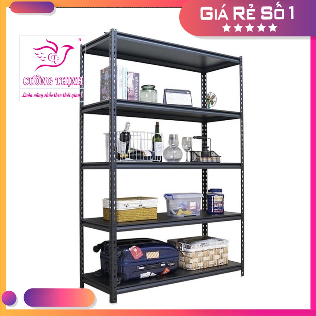 Kệ sắt đa năng 5 Tầng Cao 2m x Dài 1m2 x Rộng 40cm, Lắp ráp không cân ốc
