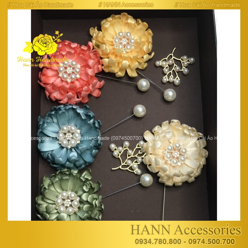 Hoa Cài Áo Váy, Cài Áo Hoa Handmade,Hoa Vải Cài Áo, Kiểu Cài Áo Có Ghim Có Trâm Cài
