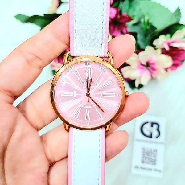 Đồng hồ nữ GUESS W0032L8 Trắng viền hồng 41mm