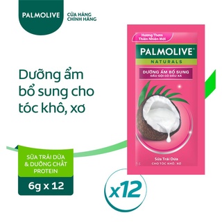 Bộ 12 gói dầu gội kèm dầu xả Palmolive Dưỡng Ẩm bổ sung từ sữa dừa & protein 6gx12