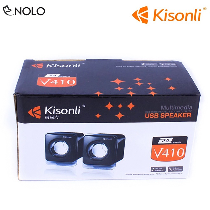 Loa Vi Tính 2 Cái 2.0 Kisonli Model V410 Công Suất 3W x 2 Loa Nguồn USB 5V