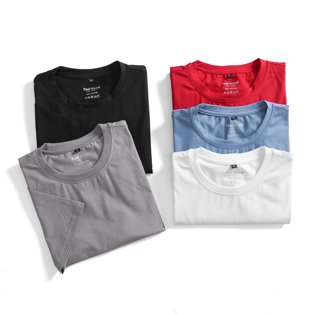 Áo thun Nam Feel Good Basic Tee phông trơn tay ngắn form regular fit chất liệu cotton 4 chiều 100% dày dặn co dãn