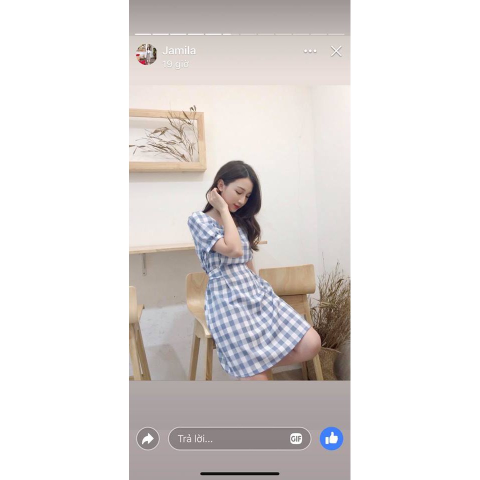 Đầm đi biển Tiểu Thư Caro Xanh da trời | BigBuy360 - bigbuy360.vn
