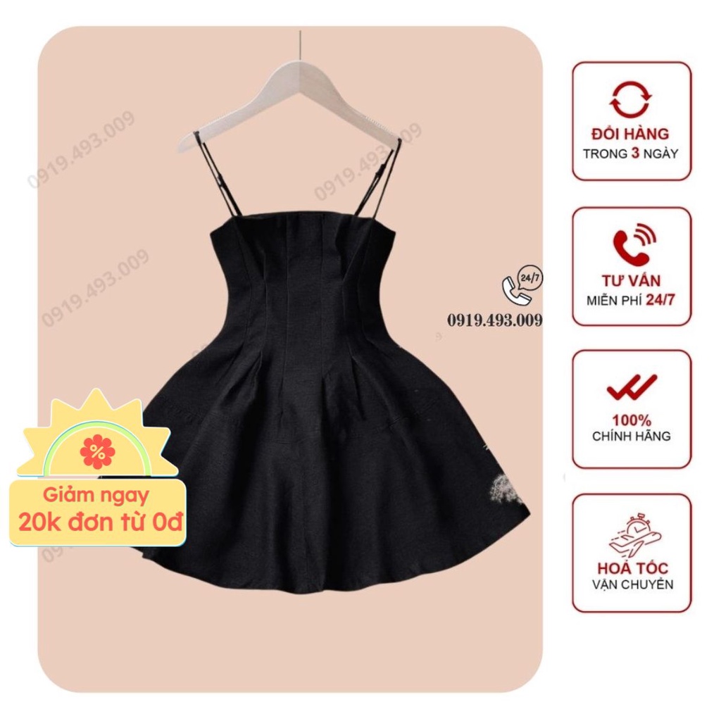 Đầm dự tiệc 2 dây xòe đơn giản mà xinh Valisa Dress [Kèm ảnh thật]
