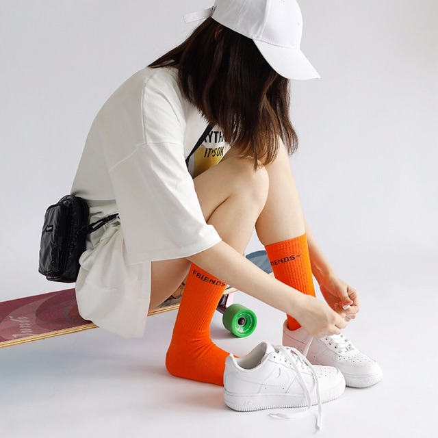 Tất Cao Cổ Màu Cam Phối Đồ Siêu Chất