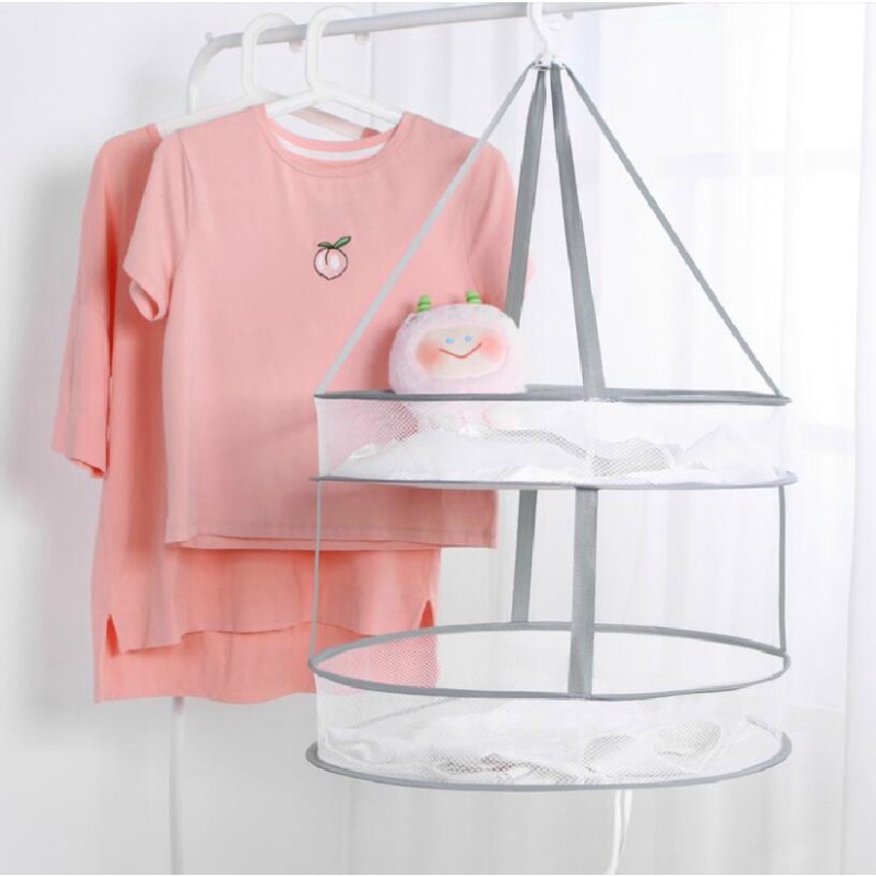 Giỏ lưới phơi quần áoFREESHIP giá phơi đồ chống bụi 2 tầng có thể gấp gọn tiện lợi