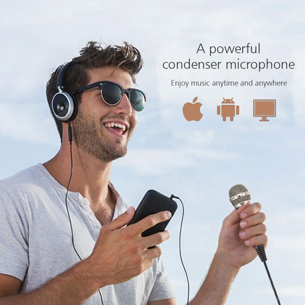 Micro ngưng tụ chuyên nghiệp cho PC máy tính + Đế cho điện thoại di động Android 3,5 mm Micrô Karaoke mic thu âm