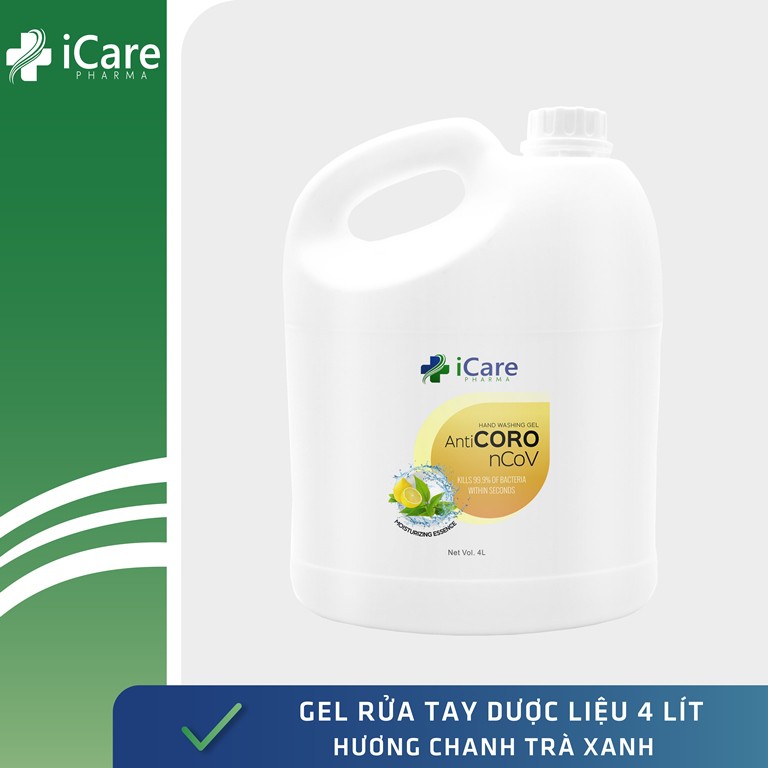 Nước rửa tay dược liệu iCare Pharma Can 4 lít - Chanh Trà Xanh
