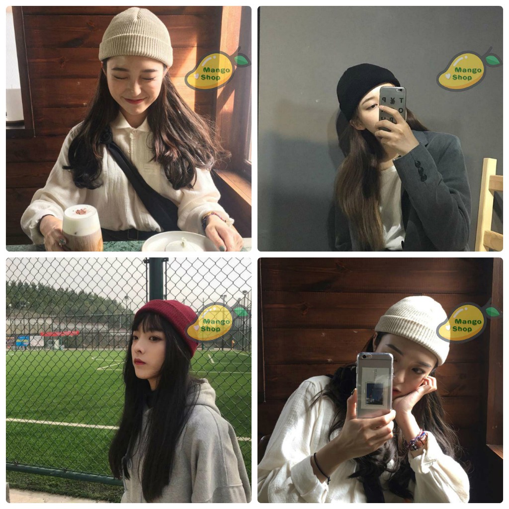 Mũ len cạn hot trend ( mũ len beanie ngắn )