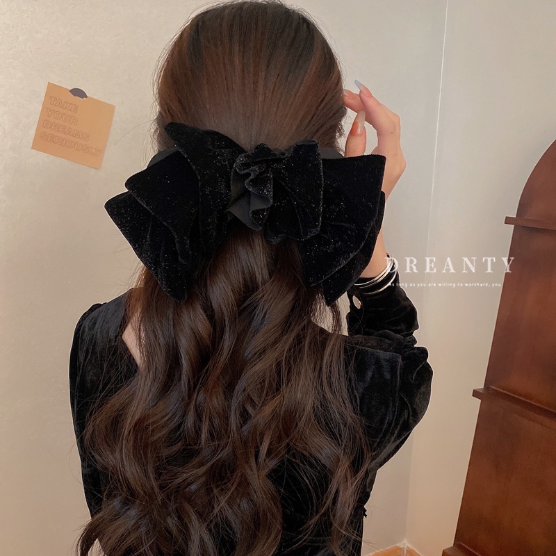 Kẹp Tóc Nơ Bằng Nhung Cao Cấp Phong Cách Vintage Hàn Quốc Mới