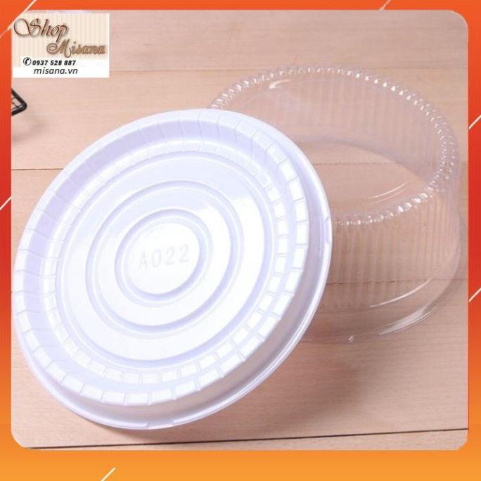 Hộp nhựa tròn đựng bánh đế trắng 18cm - A022