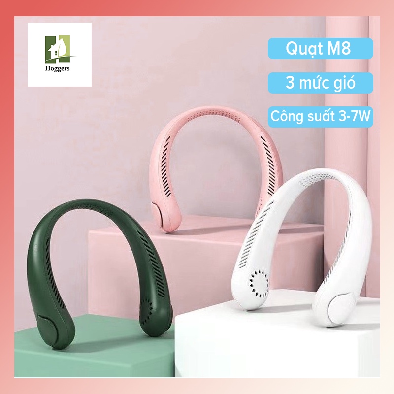Quạt đeo cổ mini M8 , không cánh tiện lợi cao cấp, quạt đeo cổ sạc pin usb