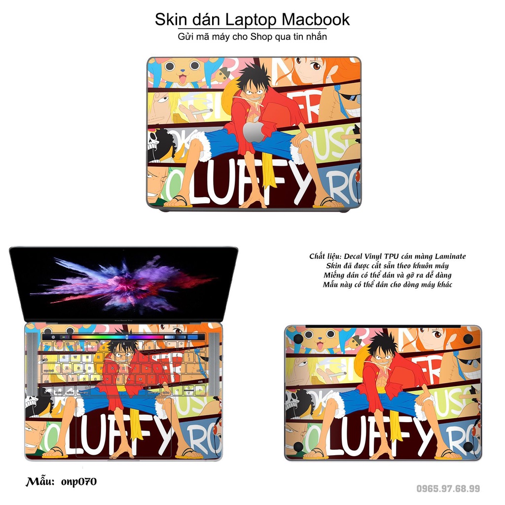 Skin dán Macbook mẫu One Piece (đã cắt sẵn, inbox mã máy cho shop)