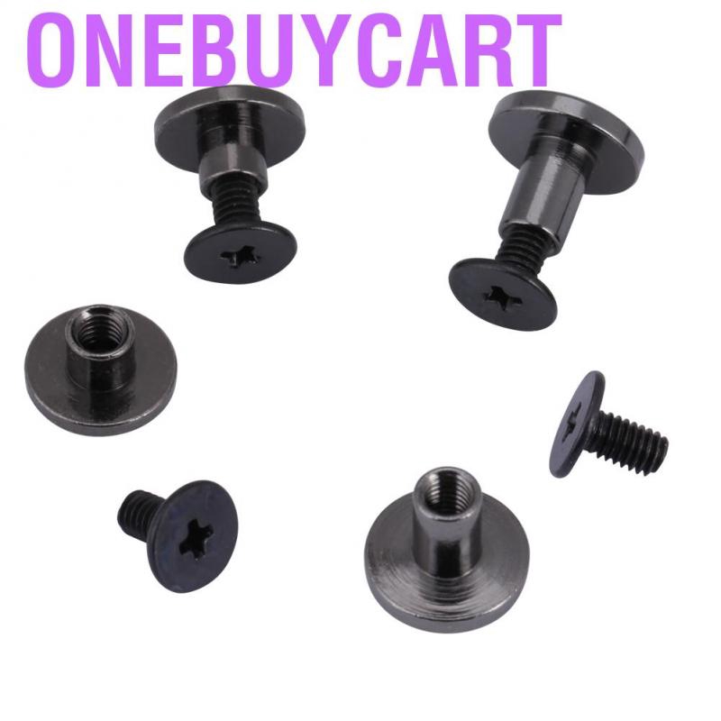 Onebuycart 20 Sets 5/8mm Flat Head Solid Stud Screwback Screw Rivet Leather Craft DIY Black