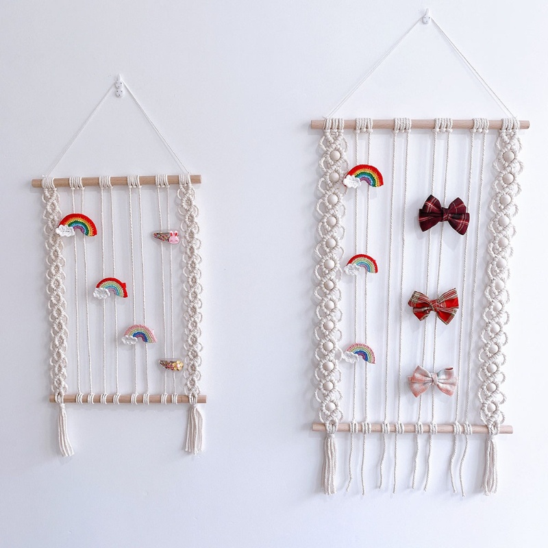 Giá Đỡ Kẹp Tóc Macrame Đan Sợi Tua Rua Phong Cách Bắc Âu