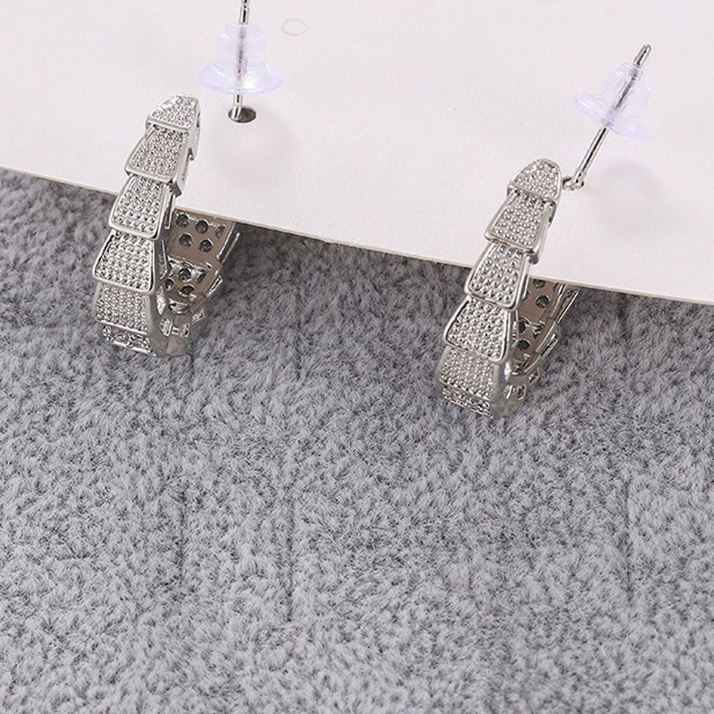 Khuyên Tai Hình Rắn Màu Sắc Bạc Phong Cách Hàn Quốc